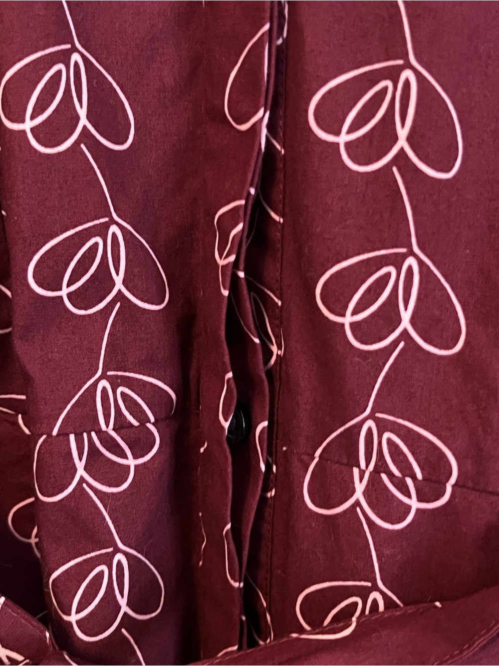Boden Roseland Shirt Dress with Pockets Burgundy & Pink Heart Print Size 6 LONG - Picture 8 of 13
